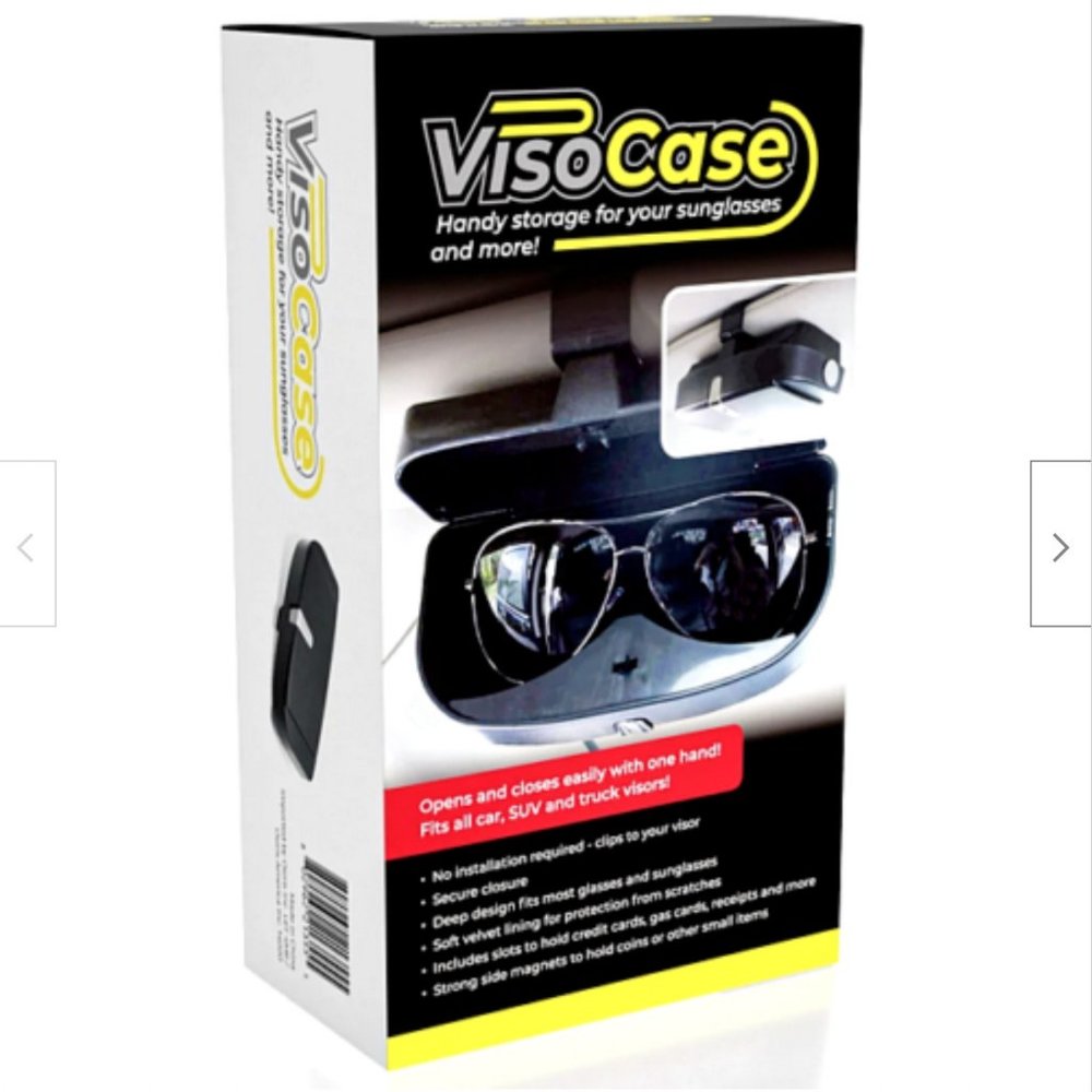 🆕 VisoCase CAR VISOR STORAGE CASE for GLASSES + CARDS + SIDE MAGNETS for COINS